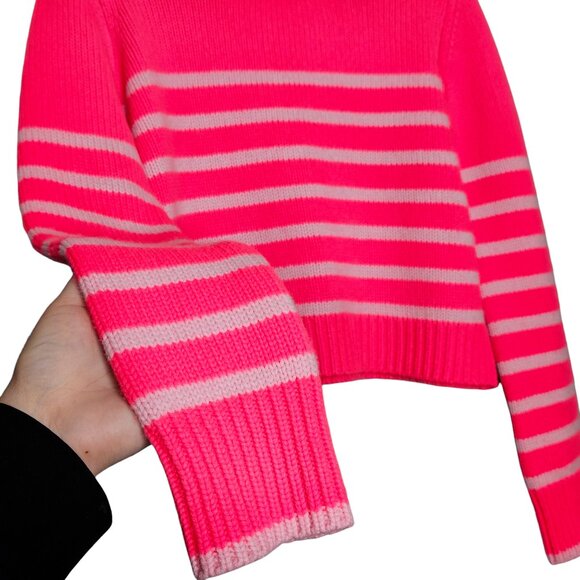 La Ligne Mini Marin Hot Pink Bubblegum Striped Wool Cashmere Long Sleeve Sweater - Picture 8 of 12